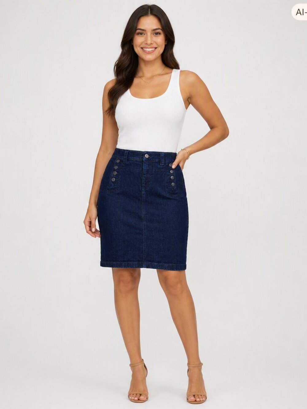 Lauren Ralph Lauren Denim Skirt 10 Y2K Quiet Luxury Preppy Dark Wash Cotton